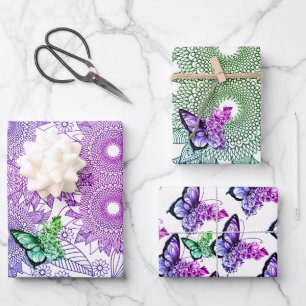 Aangepaste kleuren Vlinder Mandala Inpakpapier Vel