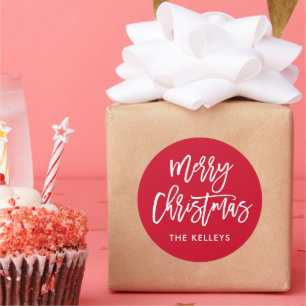 Aangepaste kleuren voor kerstscript ronde sticker