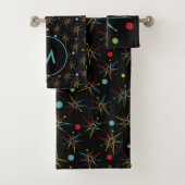 Aangepaste kleuren voor ruimtetijdperk atoomretro- bad handdoek (Insitu)