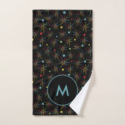 Aangepaste kleuren voor ruimtetijdperk atoomretro- bad handdoek (Handdoek)