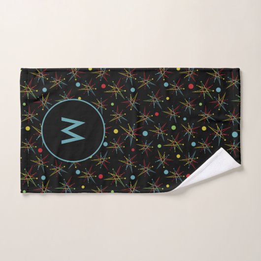 Aangepaste kleuren voor ruimtetijdperk atoomretro- bad handdoek (Handdoek)