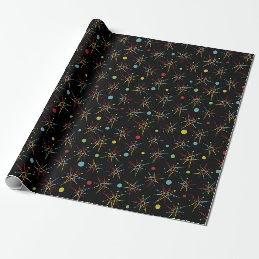 Aangepaste kleuren voor ruimtetijdperk atoomretro- cadeaupapier (Uitgerold)
