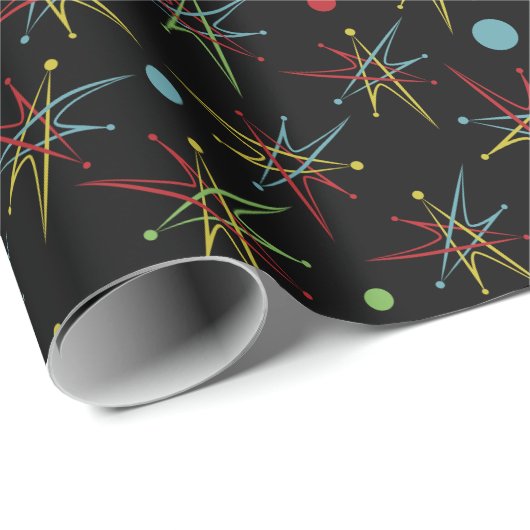 Aangepaste kleuren voor ruimtetijdperk atoomretro- cadeaupapier (Rol Hoek)