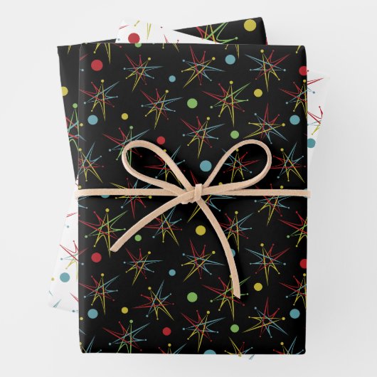 Aangepaste kleuren voor ruimtetijdperk atoomretro- inpakpapier vel (In situ)