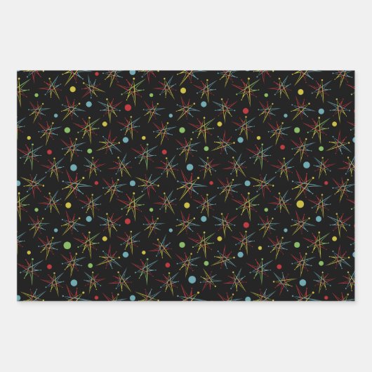 Aangepaste kleuren voor ruimtetijdperk atoomretro- inpakpapier vel (Voorkant)