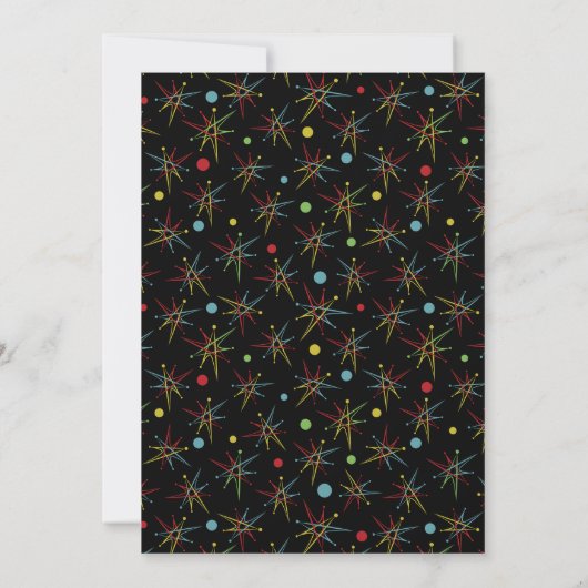 Aangepaste kleuren voor ruimtetijdperk atoomretro- kaart (Achterkant)