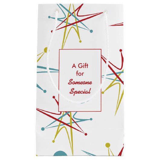 Aangepaste kleuren voor ruimtetijdperk atoomretro- klein cadeauzakje (Voorkant)