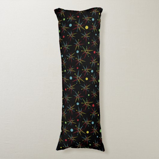 Aangepaste kleuren voor ruimtetijdperk atoomretro- lichaamskussen (Voorkant Verticaal)