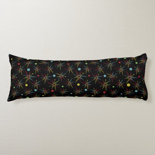 Aangepaste kleuren voor ruimtetijdperk atoomretro- lichaamskussen (Voorkant)