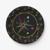 Aangepaste kleuren voor ruimtetijdperk atoomretro- papieren bordje (Voorkant)