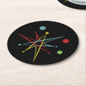 Aangepaste kleuren voor ruimtetijdperk atoomretro- ronde kartonnen onderzetter (Gebogen)