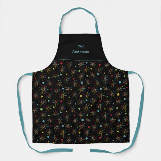 Aangepaste kleuren voor ruimtetijdperk atoomretro- schort (Voorkant)