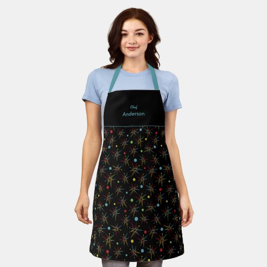 Aangepaste kleuren voor ruimtetijdperk atoomretro- schort (Gedragen)