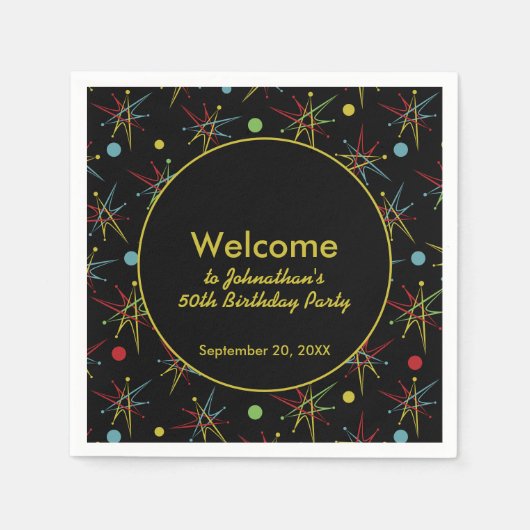 Aangepaste kleuren voor ruimtetijdperk atoomretro- servet (Voorkant)