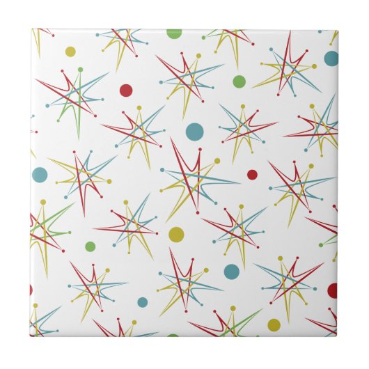 Aangepaste kleuren voor ruimtetijdperk atoomretro- tegeltje (Voorkant)