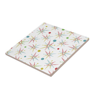 Aangepaste kleuren voor ruimtetijdperk atoomretro- tegeltje