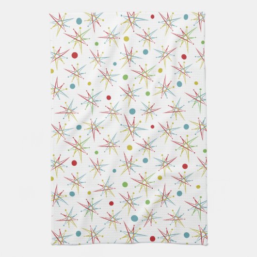 Aangepaste kleuren voor ruimtetijdperk atoomretro- theedoek (Verticaal)