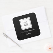 Aangepaste kleuren Witte Monogram zakelijke Logo S Vierkante Sticker (Envelop)