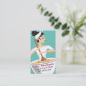 Aangepaste kleurenbakkerij-vrouw die grote kom roe visitekaartje (Staand voorkant)