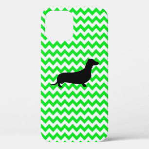 Aangepaste kleurendruk met Dachshund Silhouette Ca iPhone 12 Hoesje