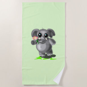 Aangepaste kleurenhanddoek met kleine olifant strandlaken