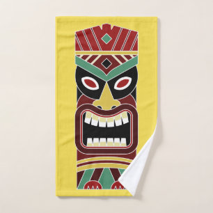 Aangepaste kleurenhanddoek voor Cool Tiki Totem 1 Handdoeken