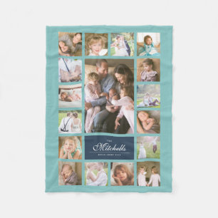 Aangepaste kleurenlegant handschrift fotocollage fleece deken