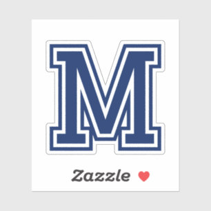 Aangepaste kleurenletter M sportieve college lette Sticker