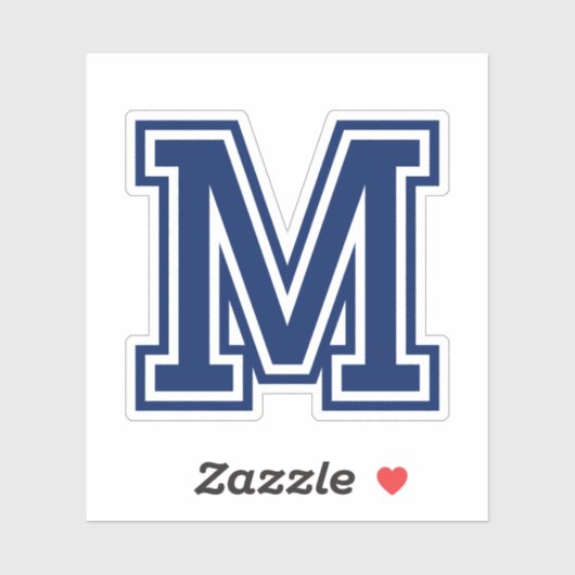 Aangepaste kleurenletter M sportieve college lette Sticker (Vel)