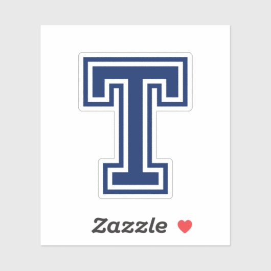 Aangepaste kleurenletter T sportieve college lette Sticker (Vel)