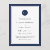 Aangepaste kleurenmonogram bruiloft opslaan Datum Aankondigingskaart (Voorkant)