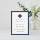 Aangepaste kleurenmonogram bruiloft opslaan Datum Aankondigingskaart (Staand voorkant)