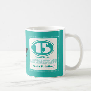 Aangepaste kleurenretro 15-jarige werknemerspremie koffiemok