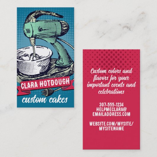 Aangepaste kleurenretro standaard mixer bakkerij k visitekaartje