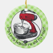 Aangepaste kleurenretro standaard mixer kerstversi keramisch ornament (Achterkant)