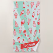 Aangepaste kleurnaam Ice Cream Print Beach-handdoe Strandlaken (Voorkant)