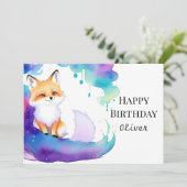 Aangepaste kleurrijke Fox Verjaardag Kaart (Staand voorkant)