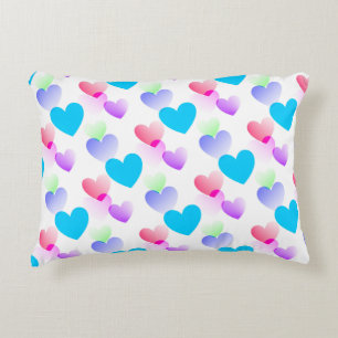 Aangepaste kleurrijke glijdende harten leuk tweezi accent kussen