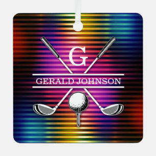 Aangepaste kleurrijke Golf Monogram Ontwerp Metalen Ornament