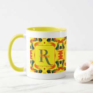 Aangepaste Kleurrijke Kunst Monogram Uw Initiële N Mok