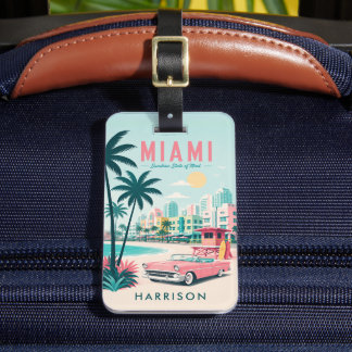 Aangepaste Kleurrijke Lucht Strand Miami Florida F Bagagelabel