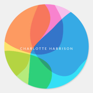 Aangepaste kleurrijke moderne geometrische vormen ronde sticker