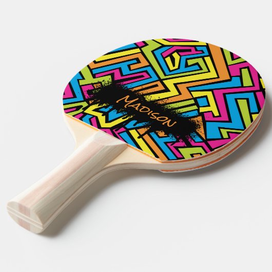 Aangepaste kleurrijke Neon Graffiti Tafeltennis Tafeltennisbatje (Voorkant Gekanteld)