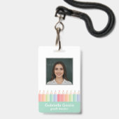 Aangepaste Kleurrijke QR-code School Docent ID Badge (Voorzijde met lanyard)