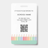 Aangepaste Kleurrijke QR-code School Docent ID Badge (Achterkant)