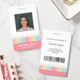 Aangepaste Kleurrijke Rode Barcode School Docent I Badge