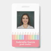 Aangepaste Kleurrijke Rode Barcode School Personee Badge (Voorzijde)