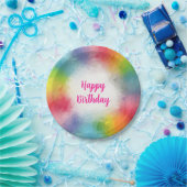Aangepaste kleurrijke Sjabloon script Happy Birthd Papieren Bordje (Feest)
