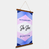 Aangepaste kleurrijke Waterverf Chevron Ze schreef Hangend Wandkleed (Gebogen)