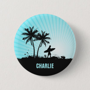 Aangepaste knop Beach Surfer Ronde Button 5,7 Cm
